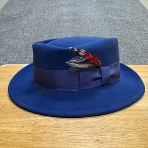 Bruno Capelo Hat Australian Wool Fedora Pinch Front Milan Snap Brim Mi501 Navy